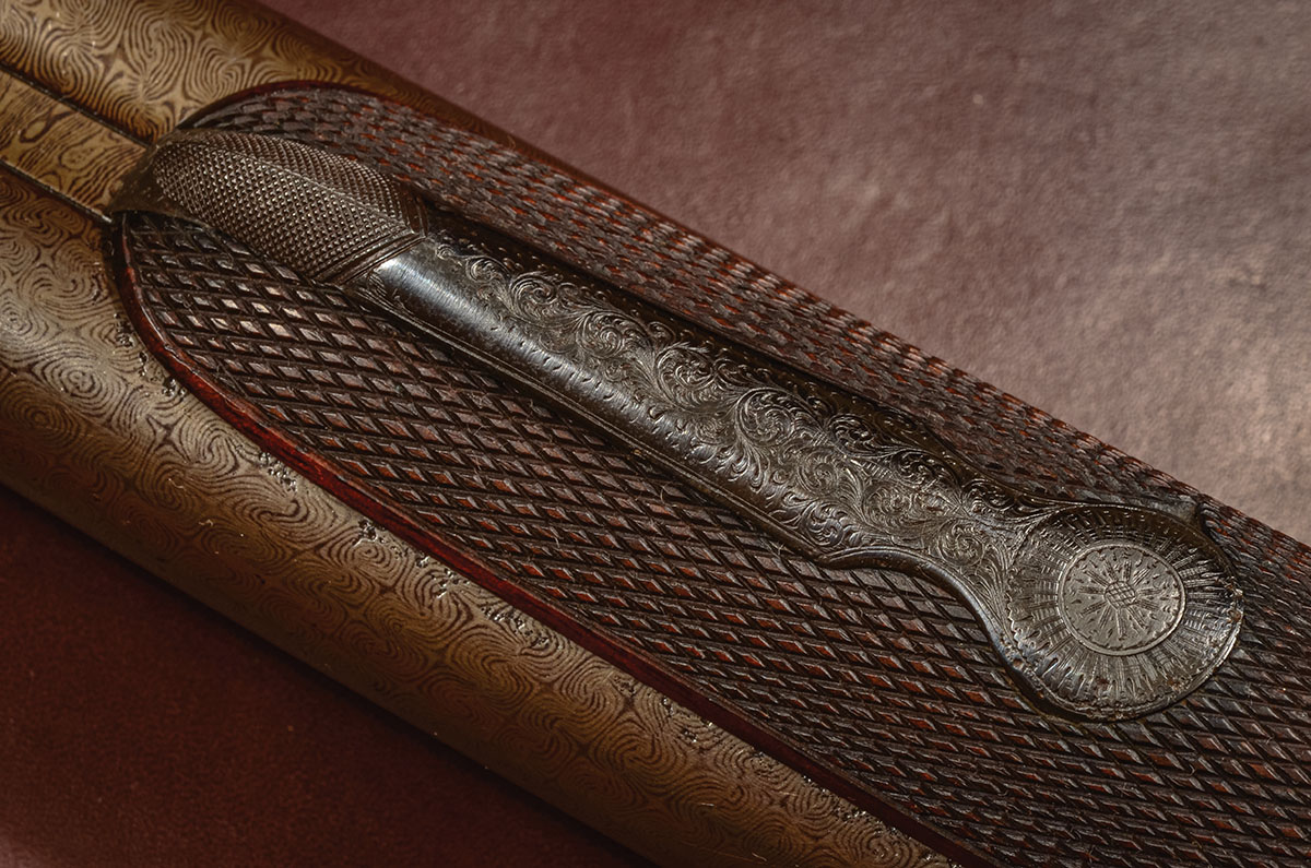 The Harvey lever on the forend was considered more positive and foolproof than either the Anson plunger or Deeley & Edge latch. The latter two have since proven themselves and are, today, the two standard mechanisms for attaching forends.